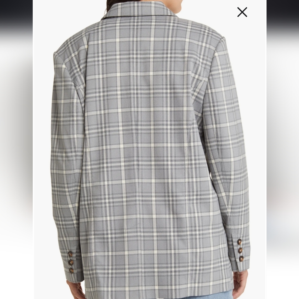 Treasure & Bond Women's  Oversized Gray Plaid Blazer - Picture 2 of 11